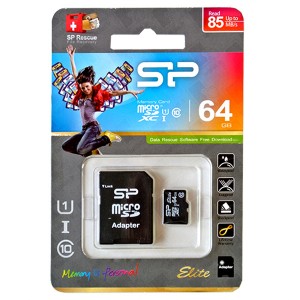 Silicon Power Elite microSDHC Class 10 UHS-I with Adapter - 64GB